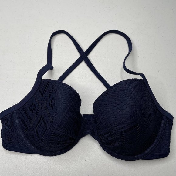 aerie Other - Aerie Bikini Swim Suit Top Size 34D Navy Blue Racerback